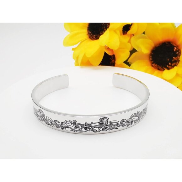 Inspirational Stainless Steel Cuff Bracelet for Women - Personalized Gift for Be - Picture 5 of 9